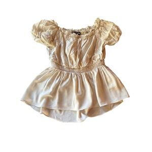 Scarlet Darkness Peplum Top Cream Renaissance Off Shoulder Smocked Blouse M